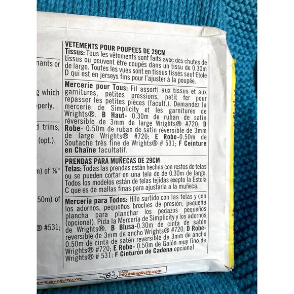 Simplicity Pattern 7073 Barbie 11 1/2in doll clothes gown dress top shorts - Picture 5 of 5